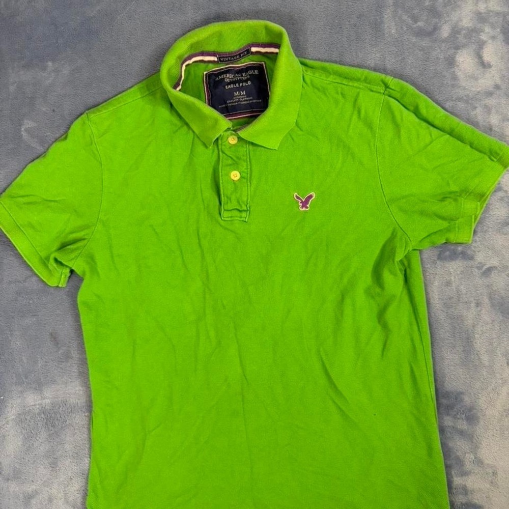 American Eagle Outfitters Bright Green Polo Shirt